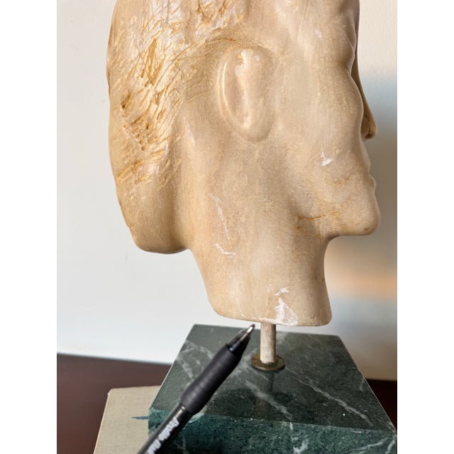 Vintage Carved Marble Woman Head Sculpture on Italian Marble Base/ Sold For Sale - Image 9 of 12