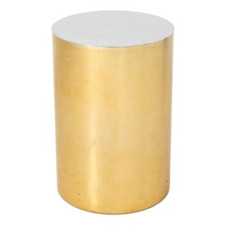 Modern Chrome and Gold-Tone Cylindrical Side Table For Sale