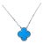 Van Cleef & Arpels Vintage Alhambra Blue Turquoise 18k White Gold Pendant Necklace For Sale