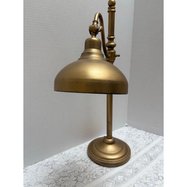 Vintage Rustic Cordless Gold Toned Table Lamp For Sale In Sacramento - Image 6 of 6