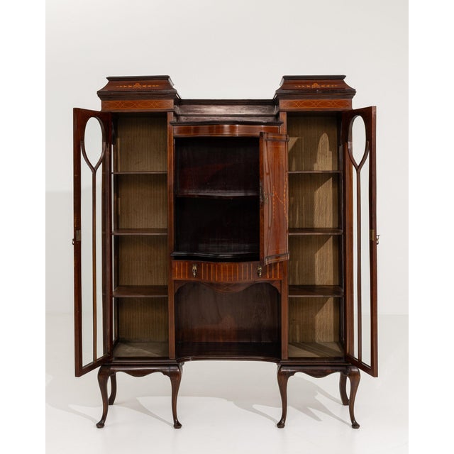 Traditional 19th Century France Edwardian Brown Wood Display Cabinet For Sale - Image 3 of 11