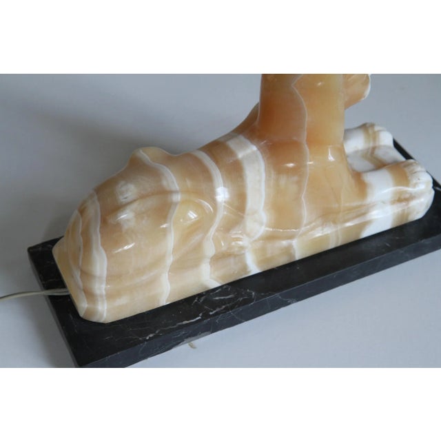Alabaster and Marble Sphynx Lamp, 1930s For Sale - Image 3 of 18