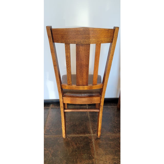 Modern Mission Arts & Crafts Set 4 Chairs Oak For Sale - Image 3 of 8