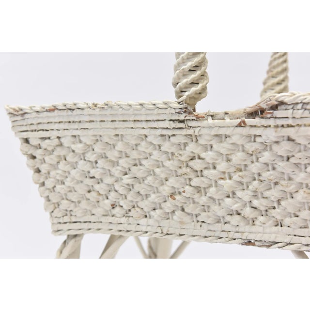 Off-white Early 20th Century Wicker Sewing Stand For Sale - Image 8 of 11