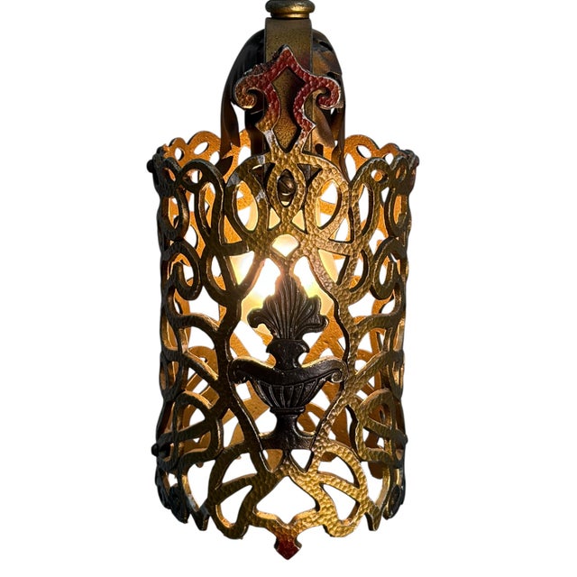 Spanish Revival 1920s Short Spanish Revival Hallway Light With Original Paint #2605 For Sale - Image 3 of 6