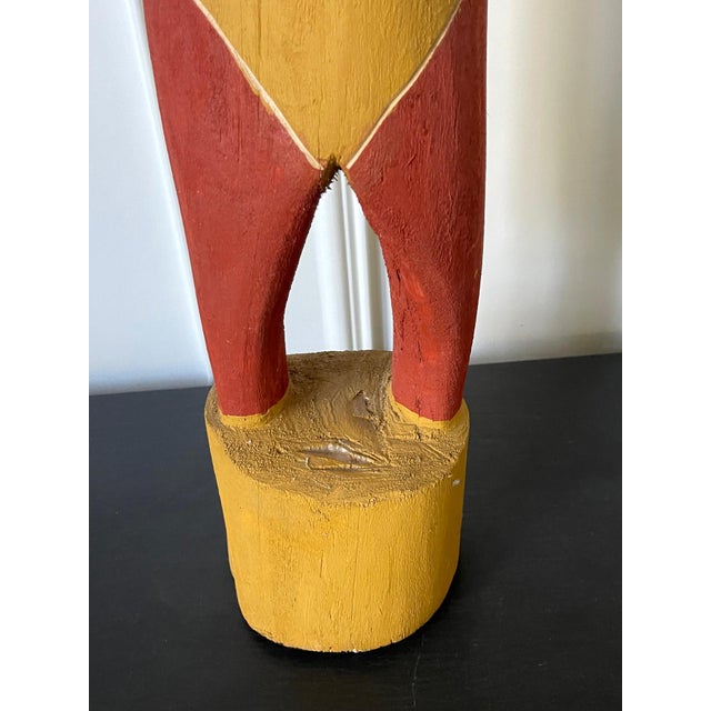 Yellow Australian Aboriginal Carved Ancestor Figure with Ochre Paint For Sale - Image 8 of 14