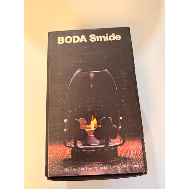 Black 1970s Mid-Century Modern Boda Smide Wrought Iron & Glass Candleholder by Bertil Vallien - In Original Box For Sale - Image 8 of 10