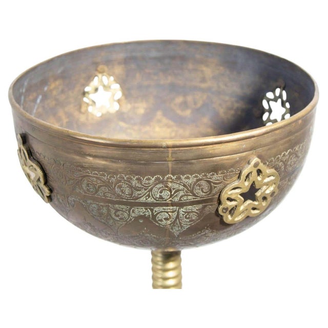 Monumental Moroccan Engraved Brass Tea Kettle on Stand For Sale - Image 14 of 17