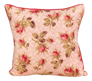 19th C. French Floral Print Pillow