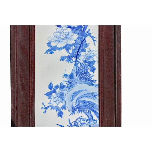 Blue Chinese Blue White Porcelain Flower Birds Scenery Wall Panel Set For Sale - Image 8 of 11