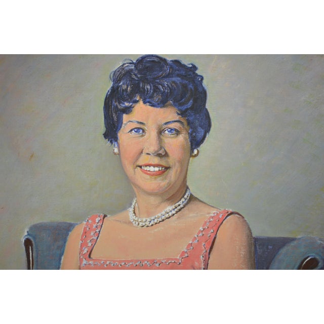 Joseph Margulies (NY / Austria - 1886-1984). A light-hearted portrait painting of a smiling woman, in what is clearly a...