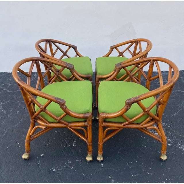 Henry Link Bamboo & Rattan Chippendale Style Accent Chairs -Set of 4 For Sale - Image 11 of 11