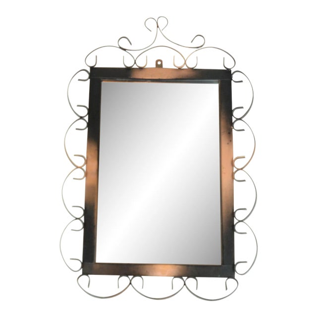 1970s Mid-Century Modern Rectangular Mirror Made of Metalwork, Germany For Sale