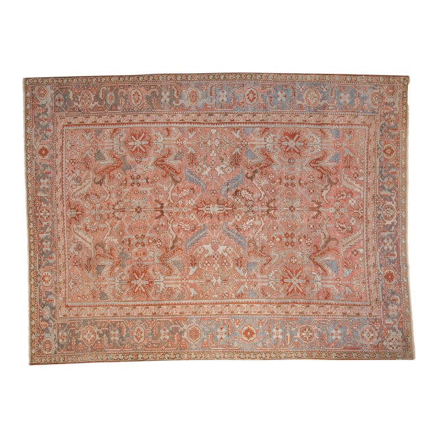 Vintage Distressed Heriz Carpet - 8'1" X 10'10" For Sale