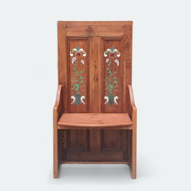 Vintage Hand painted Folk Art Style Hall Chair / Hallway Bench The perfect piece to have in a small Entry as a place to...
