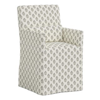 Stoffer Home x Cloth & Company Lindy Slipcover Dining Armchair in Francie Floral Flint For Sale