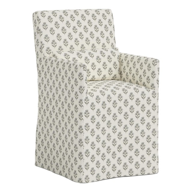 Stoffer Home x Cloth & Company Lindy Slipcover Dining Armchair in Francie Floral Flint For Sale
