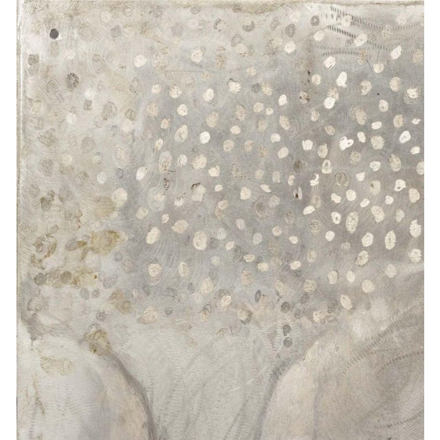 Contemporary School, Abstract Landscape Scene, Etched Steel Panel, illegibly signed lower right, unframed. 36" H x 36" W x...