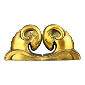 1930s Art Deco Ram's Head Bookends by Cornell Foundry Ny- a Pair