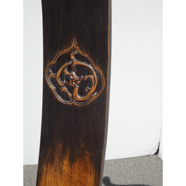 Brown 1950s Vintage Asian Chinese Brown Tall-Back Arm Chair For Sale - Image 8 of 13