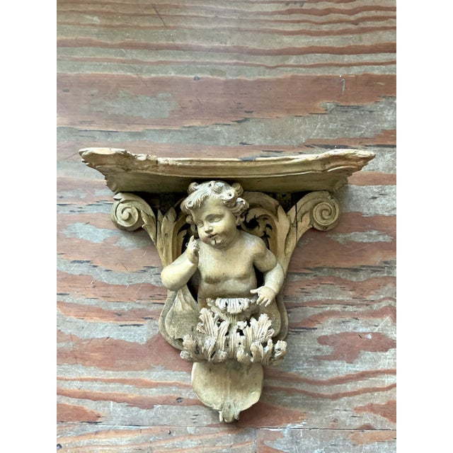 Early 20th Century Vintage Regency Hand Carved Putti Bracket For Sale - Image 5 of 7