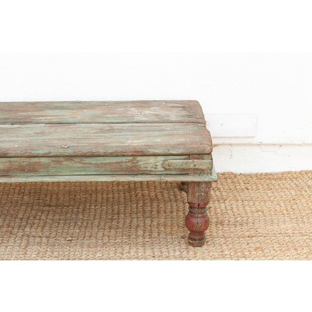 Antique Verdigris Teak Takhat Coffee Table For Sale In Los Angeles - Image 6 of 12