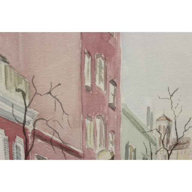 Pastel watercolour depicting a gated courtyard signed Henry L?& dated March 16, (19)84 LR & 'Pour David Noakes qui anime...