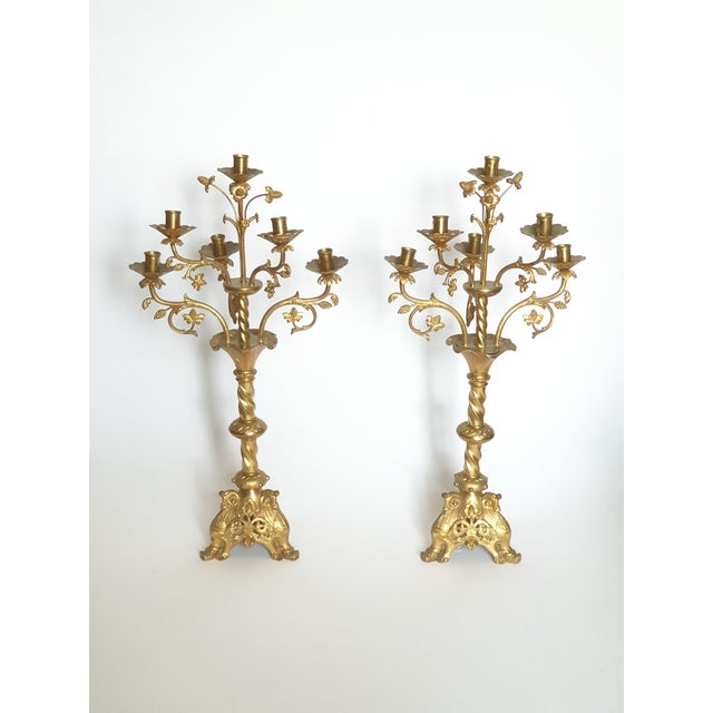 Antique Bronze Candelabra, 1800s, Set of 2 For Sale - Image 12 of 13