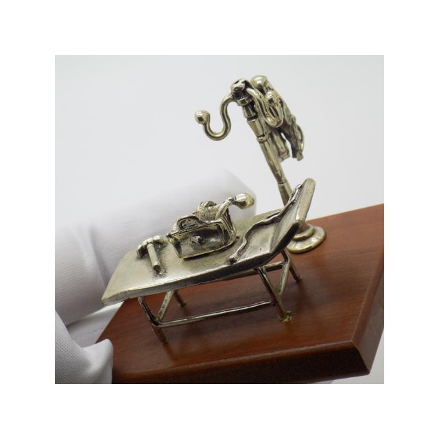 Vintage Italian Silver Doctors Cabinet Scene on Wooden Base attributed to Sacchetti, 1970s For Sale - Image 10 of 13