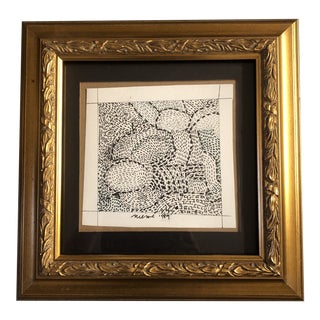 Original Vintage Abstract Ink Drawing 1980’s Signed For Sale
