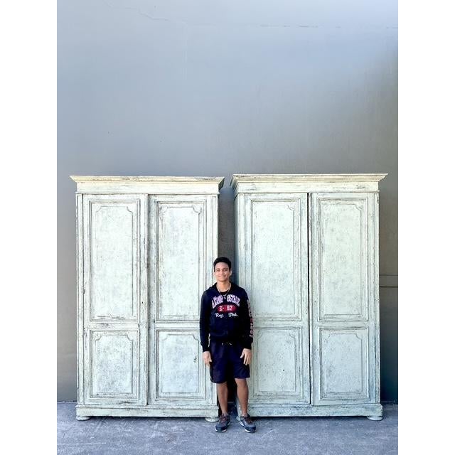 Vintage Monumental Patinated Belgian Armoire - A Pair For Sale In West Palm - Image 6 of 13