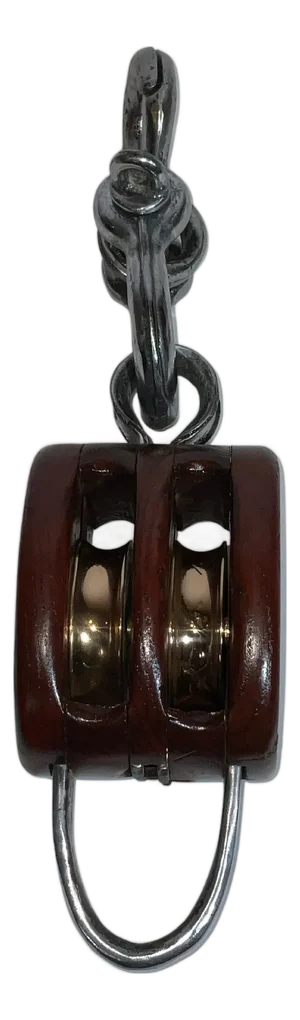 Double Sheave Varnished Wood Nautical Pulley Block