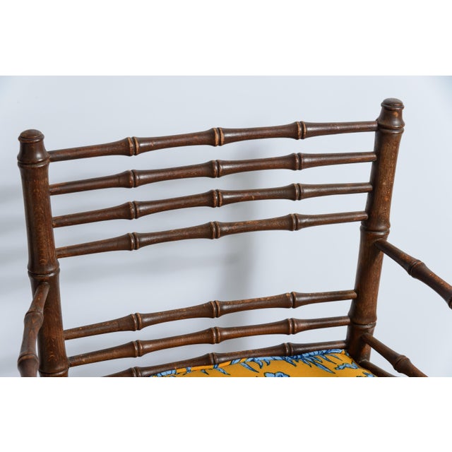 Textile Pair English Aesthetic Movement Faux Bamboo Chairs ,Sussex Style, C1890-1900 For Sale - Image 7 of 10