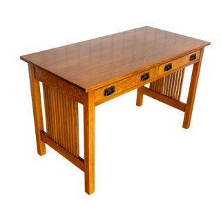 Arts and Crafts Mission Oak Desk by L. and J.G Stickley, 1993 For Sale