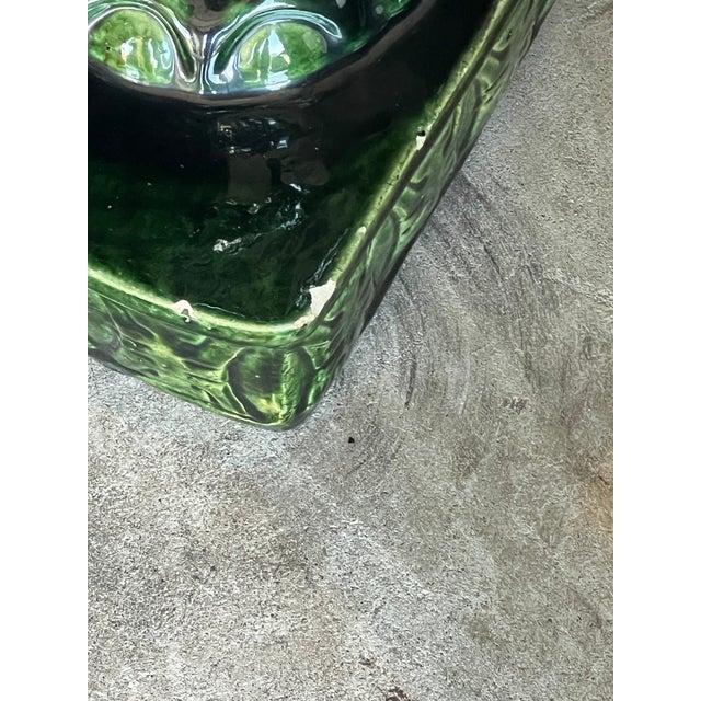 Late 20th Century Large Pair of Palm Beach Regency Style Green Glazed Ceramic Elephant Stands or Stools For Sale - Image 13 of 13