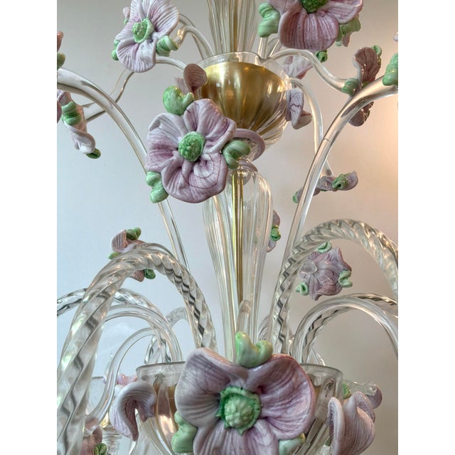2020s Italian Venetian Glass Flower Chandelier For Sale - Image 5 of 8