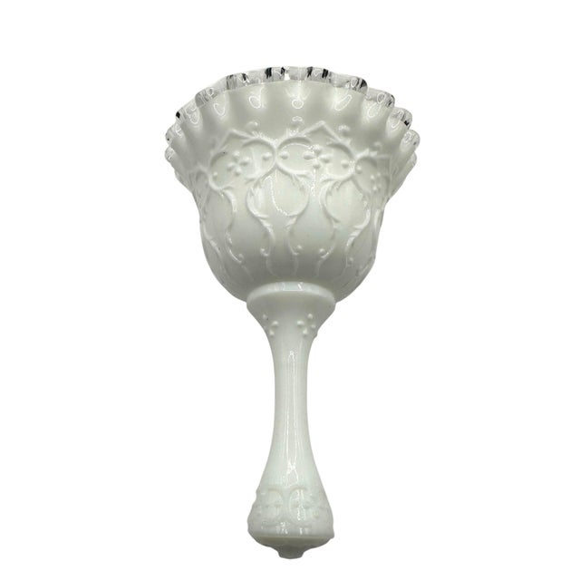 Vintage Fenton Silver Crest Spanish Lace Milk Glass Bell For Sale - Image 11 of 12