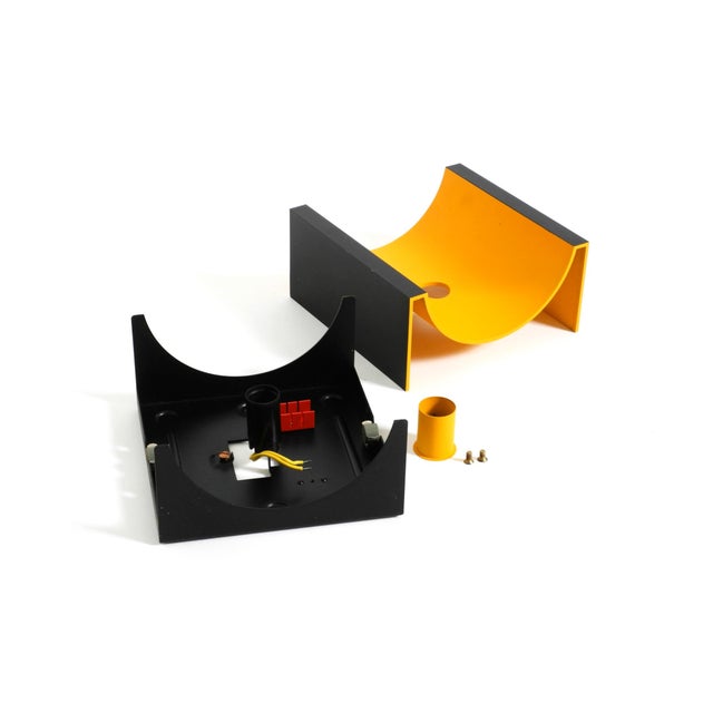 Space Age Metal Wall Lamps in Yellow and Black by Klaus Hempel for Kaiser Leuchten, 1960s, Set of 2 For Sale - Image 12 of 18