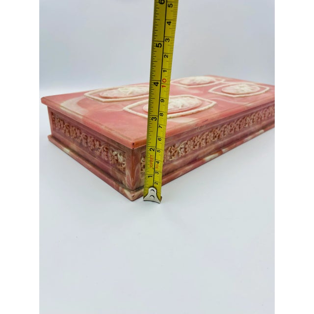 Mid 20th Century Incolay Stone Jewelry Box “Cameo” in Dark Rose For Sale - Image 10 of 13