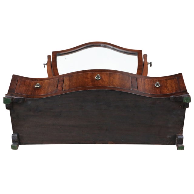 Wood Antique Serpentine Shield-Shaped Mahogany Dressing Table Mirror, 19th Century For Sale - Image 7 of 10