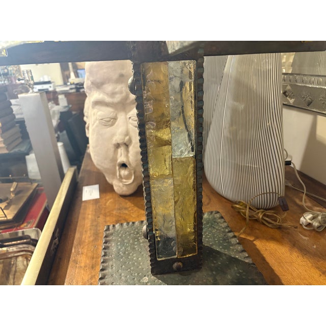 1970s Italian Brutalist Iron and Glass Lamp by Longobard. For Sale - Image 11 of 15