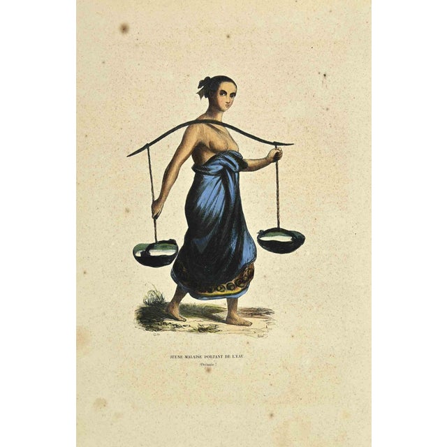 Young Malaise Carrying Water is a hand colored lithographs made by Auguste Wahlen in 1844. Good condition. The artwork...