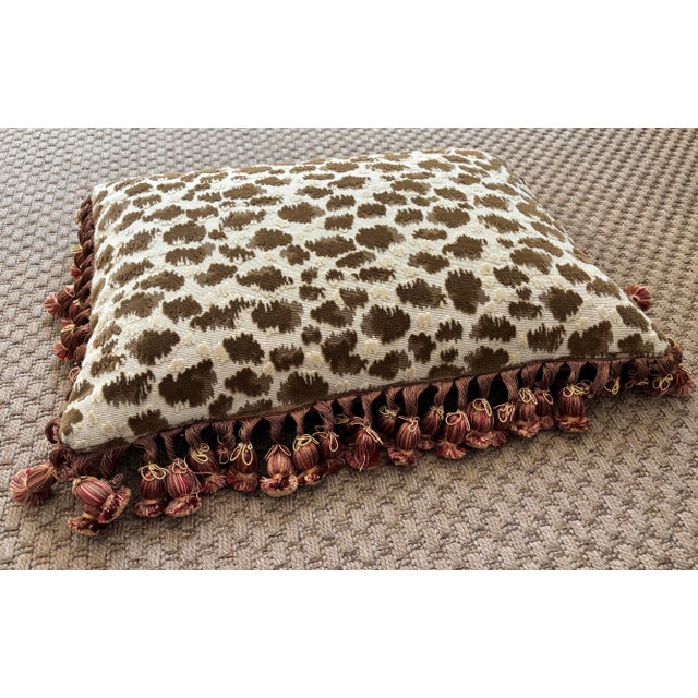French Aubusson Style Needlepoint Pillow With Pom Pom Fringe For Sale - Image 6 of 7