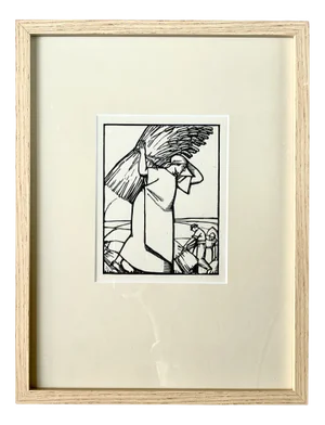 Harvest Series Scene, Woodcut, 1920s-1930s, Framed