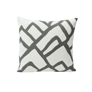 Schumacher Zimba 20" Pillow in Charcoal & White For Sale