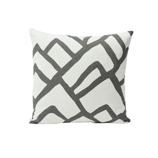 Schumacher Zimba 20" Pillow in Charcoal & White For Sale