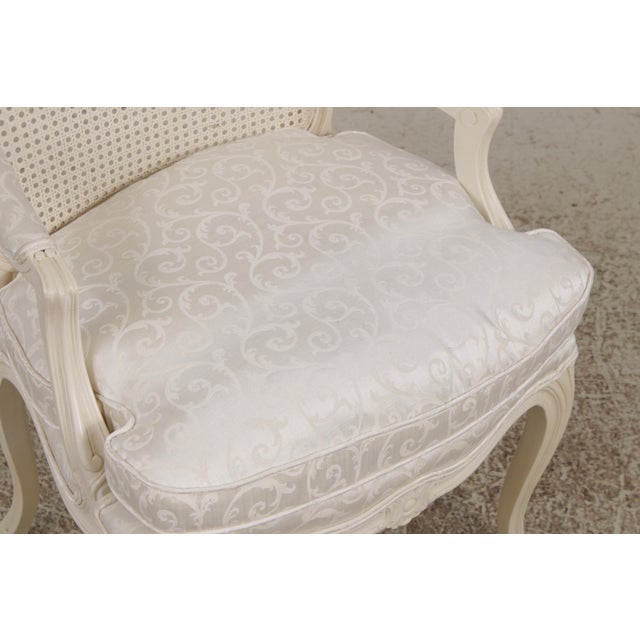 Pair of Louis XVI Painted Cane Back Fautuils Armchairs For Sale - Image 9 of 18