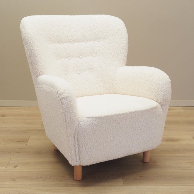 Scandinavian White Armchair For Sale - Image 11 of 11