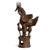 Vintage bronze Benin chicken statue with four baby chicks all on attached pedestal. The chicken/rooster in Benin...