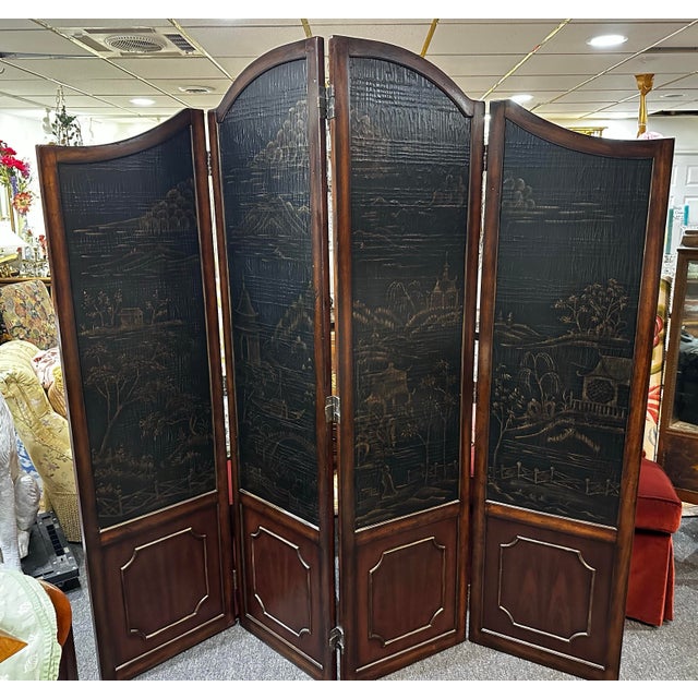 Wood Vintage Ethan Allen Chinoiserie Folding Screen For Sale - Image 7 of 9